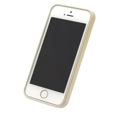Husa telefon Bumper Plastic iPhone 5 5s SE gold&amp;white Muvit