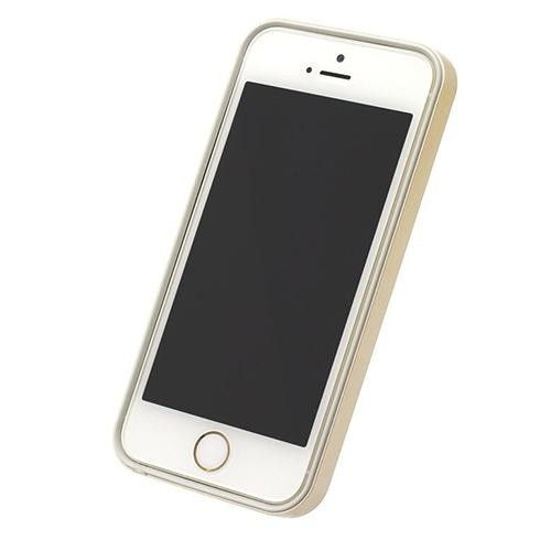 Husa telefon Bumper Plastic iPhone 5 5s SE gold&amp;white Muvit