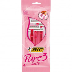 Set 4 Aparate De Ras Bic Pure Cu 3 Lame, Roz, Lame Inoxidabile, Lame Pentru Ras, Lame De Ras Pentru Femei, Set Lame De Ras, Lame De Epilat Femei, Apar