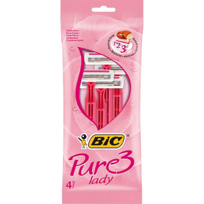 Set 4 Aparate De Ras Bic Pure Cu 3 Lame, Roz, Lame Inoxidabile, Lame Pentru Ras, Lame De Ras Pentru Femei, Set Lame De Ras, Lame De Epilat Femei, Apar foto