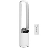 HOMCOM Ventilator tip turn silențios fără pale cu lumini LED &icirc;n 4 culori, telecomandă, temporizator 12 ore, alb | Aosom Romania