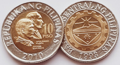 1594 Filipine 10 Piso 2010 km 278 UNC foto