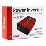 Invertor Convertor De Tensiune Amio 12V/220V 300W/600W 2xUSB PI03 02470, General