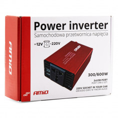 Invertor Convertor De Tensiune Amio 12V/220V 300W/600W 2xUSB PI03 02470