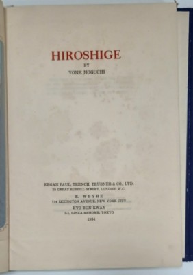 HIROSHIGE by YONE NOGUCHI , 1934 foto