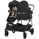 Carucior Gemeni Chipolino Duo Smart 2 in 1 Blackberry, Landou Reversibil, Cadru Aluminiu, Copertine, Cosuri Cumparaturi, Gentuta Inclusa