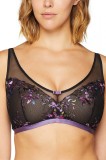 TPH1581-2891 Sutien Triumph model elegant decorat cu dantela si plasa, negru, Floral, 70