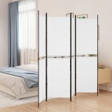 VidaXL Paravan de cameră cu 4 panouri, alb, 200x180 cm, textil