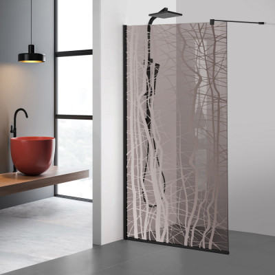 Paravan dus walk-in Aqua Roy Black, model Manhattan incolor, sticla 8 mm bronz, securizata, anticalcar, 110x195 cm foto