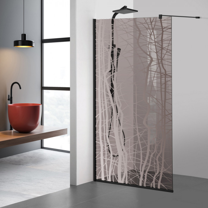 Paravan dus walk-in Aqua Roy Black, model Manhattan incolor, sticla 8 mm bronz, securizata, anticalcar, 110x195 cm