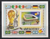 Lesotho 1982 - Cupa Mondială de fotbal - Spania, Colita + MC, 4 Poze, MNH, Nestampilat