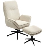 HOMCOM Fotoliu tapițat rotativ cu taburet, fotoliu recliner modern pentru living, dormitor, birou de acasă, Bej | Aosom Romania