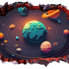 Sticker decorativ Planete, Negru, 90 cm, 8058ST-2