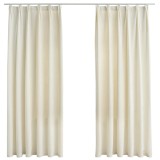 Cumpara ieftin Draperii opace cu carlige, 2 buc., crem, 140x175 cm, catifea