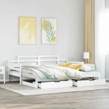 VidaXL Pat de zi cu extensie și sertare fără saltea, alb, 80x200 cm