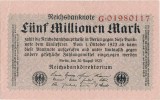 1923 (20 VIII), 5.000.000 mark (P-105/1) - Germania - stare aUNC!