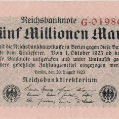 1923 (20 VIII), 5.000.000 mark (P-105/1) - Germania - stare aUNC!