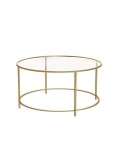 Cumpara ieftin Masa de cafea, Vasagle, Sticla securizata, 84 x 84 x 45 cm, LGT21G, Galben