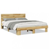 Cumpara ieftin Cadru de pat cu tablie fara saltea 135x190 cm lemn masiv stejar