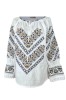 Bluza dama tip ie D24, alb/maro , marimea L, Casual, Bumbac