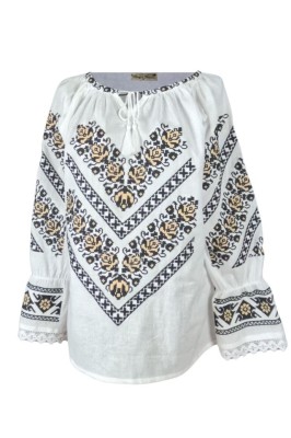 Bluza dama tip ie D24, alb/maro , marimea L foto
