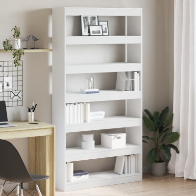 vidaXL Bibliotecă Albă Alb Lemn prelucrat 100 x 30 x 198 cm Rafturi foto