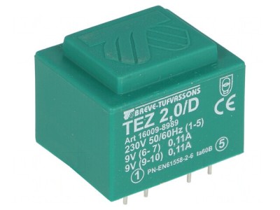 Transformator &amp;Icirc;ncapsulat 2VA 230V 9V 111mA foto