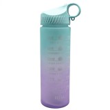 Sticla apa gradata Pufo Motivational pentru sport, fitness, antrenamente, cu pai inclus, 500 ml, verde/mov