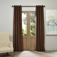 Draperie din catifea cu inele albe, Madison, 150x255 cm, densitate 700 g/ml, Dark chocolate, 1 buc