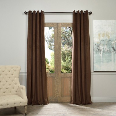 Set draperii din catifea cu inele crom, Madison, 200x235 cm, densitate 700 g/ml, Dark chocolate, 2 buc foto