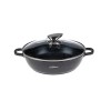 Cratita Marmorata Platinum 32cm 5L Neagra cu Capac Sticla, Inductie, Fara PFOA, Manere Silicon