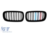 Grile rinichi cu nervuri duble, lac negru cu decoratiune M, potrivite pentru BMW X5 F15 2014-2018, X6 F16 2015-2019 Performance AutoTuning