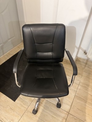 Scaun de birou, rotativ, ergonomic, piele ecologica, negru foto