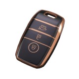 Husa Cheie Kia Sportage, Smartkey, 3 Butoane, Tpu, Negru cu contur auriu AutoProtect KeyCars, Oem