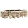 Set mobilier de gradina cu perne, 13 piese, bej, poliratan