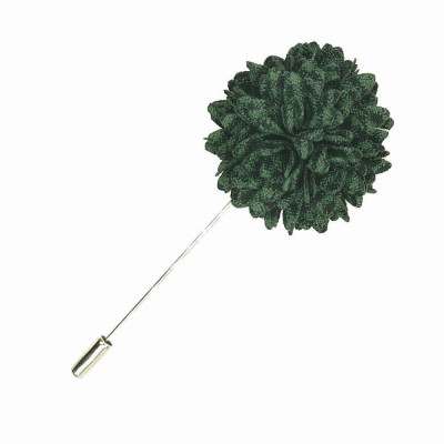 Pin rever sacou, Onore, verde inchis, microfibra si aliaj metalic, 8.5 x 3.5 cm, model floare petale foto
