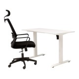 Birou electric IntelliFlex 2 motoare, controler digital cu memorie, sistem anticoliziune, cadru alb, blat alb 140x70 cm, nou