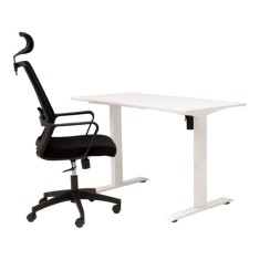 Birou electric IntelliFlex 2 motoare, controler digital cu memorie, sistem anticoliziune, cadru alb, blat alb 140x70 cm, nou