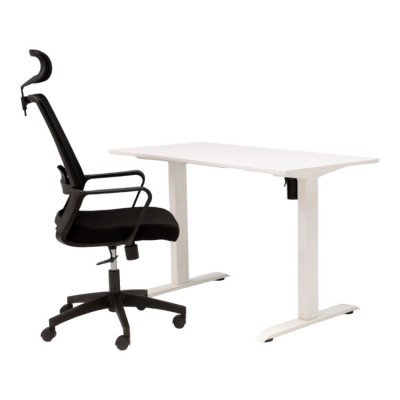 Birou electric IntelliFlex 2 motoare, controler digital cu memorie, sistem anticoliziune, cadru alb, blat alb 140x70 cm, nou foto
