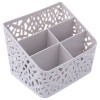 Suport pentru pixuri model impletit cu 5 compartimente, Gri, 18 x 15 x 14 cm