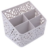 Suport pentru pixuri model impletit cu 5 compartimente, Gri, 18 x 15 x 14 cm
