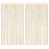 Draperii cu franjuri, 2 buc., 100 x 250 cm, crem