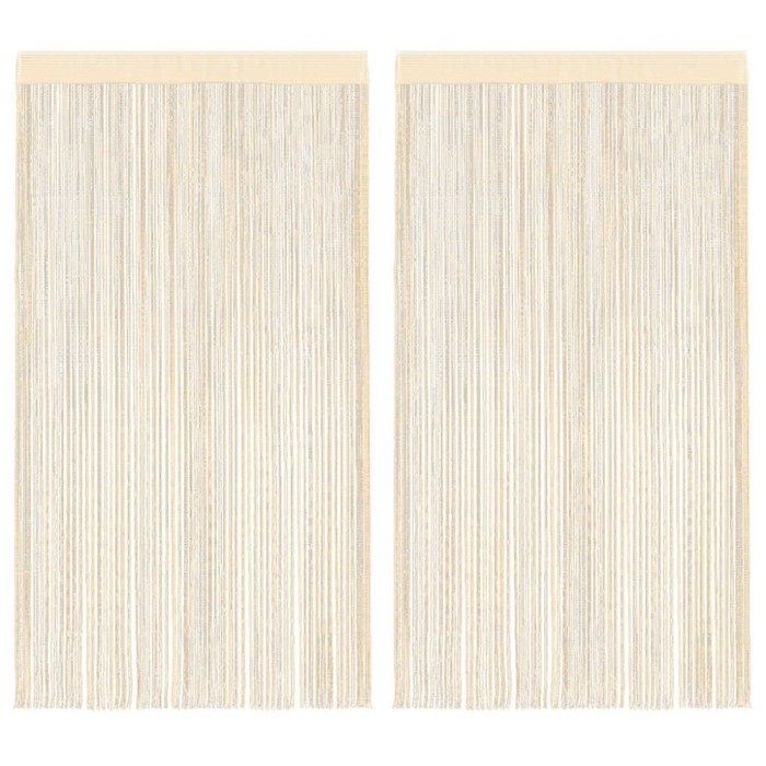 Draperii cu franjuri, 2 buc., 100 x 250 cm, crem