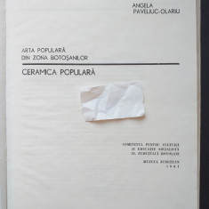 Arta populara din Zona Botosanilor. Ceramica populara - Angela Pavelciuc-Olariu