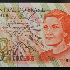 BANCNOTA EXOTICA 100 CRUZEIROS - BRAZILIA, anul 1990 ND *cod 558 = UNC