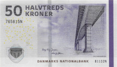 DANEMARCA ? bancnota ? 50 Kroner ? 2014 ? P-65g ? UNC ? necirculata foto