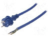 Cablu alimentare AC, 3m, 3 fire, culoare albastru, cabluri, CEE 7/7 (E/F) mufa, SCHUKO mufa, PLASTROL - W-98454