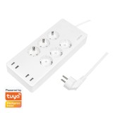 PRELUNGITOR LOGILINK, Schuko x 6, conectare prin Schuko (T), Wi-Fi, 10 A, 4xUSB-A, compatibil Tuya, cablu 1.8m, protectie IP20, supracurent, supratens