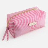Portfard cu model zebra, roz, 22x10x10 cm, din PU, CMCLASS