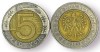 Moneda Polonia 5 Zloti 1996 Bimetal, Stare VF